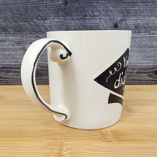 Graduation Coffee Mug Embossed Ceramic Tea Cup Blue Sky Spectrum 16oz Ivory