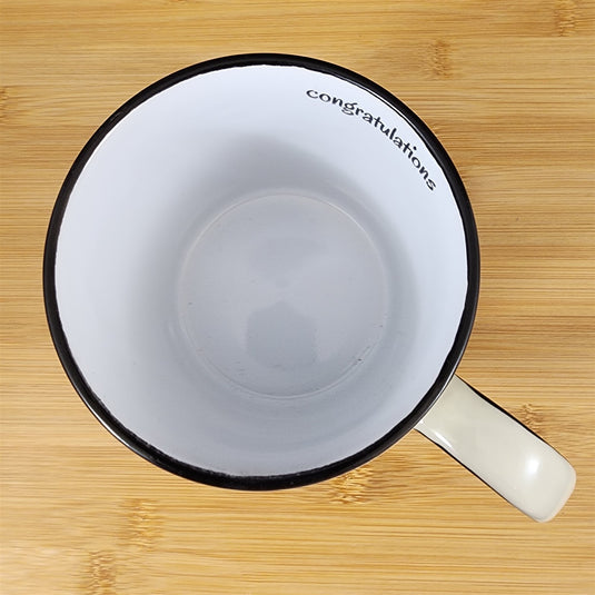 Graduation Coffee Mug Embossed Ceramic Tea Cup Blue Sky Spectrum 16oz Ivory