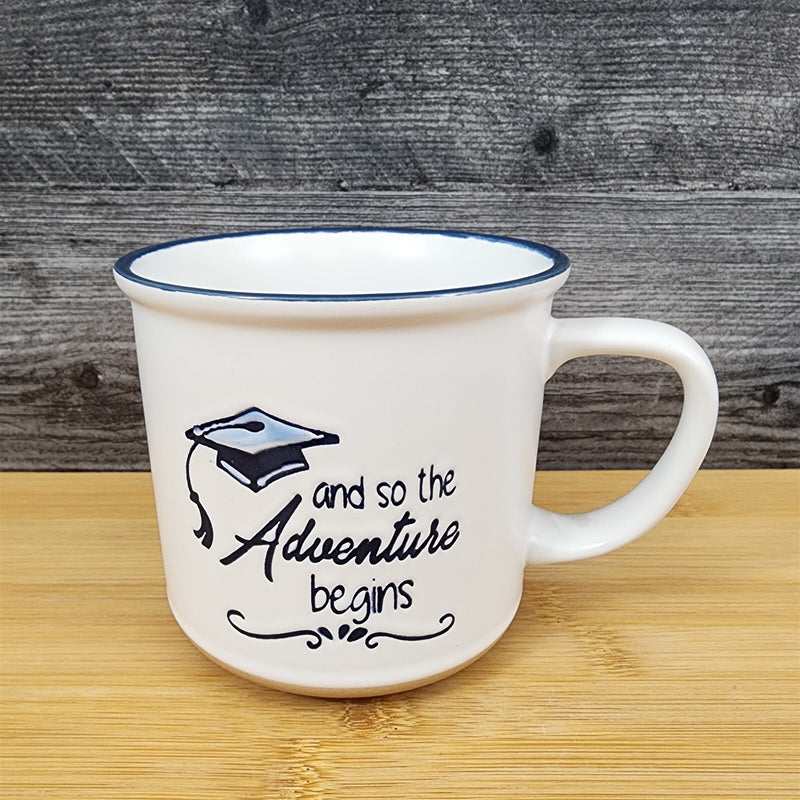 Load image into Gallery viewer, Graduation Saying Coffee Mug Embossed Ceramic Tea Cup Blue Sky Spectrum White
