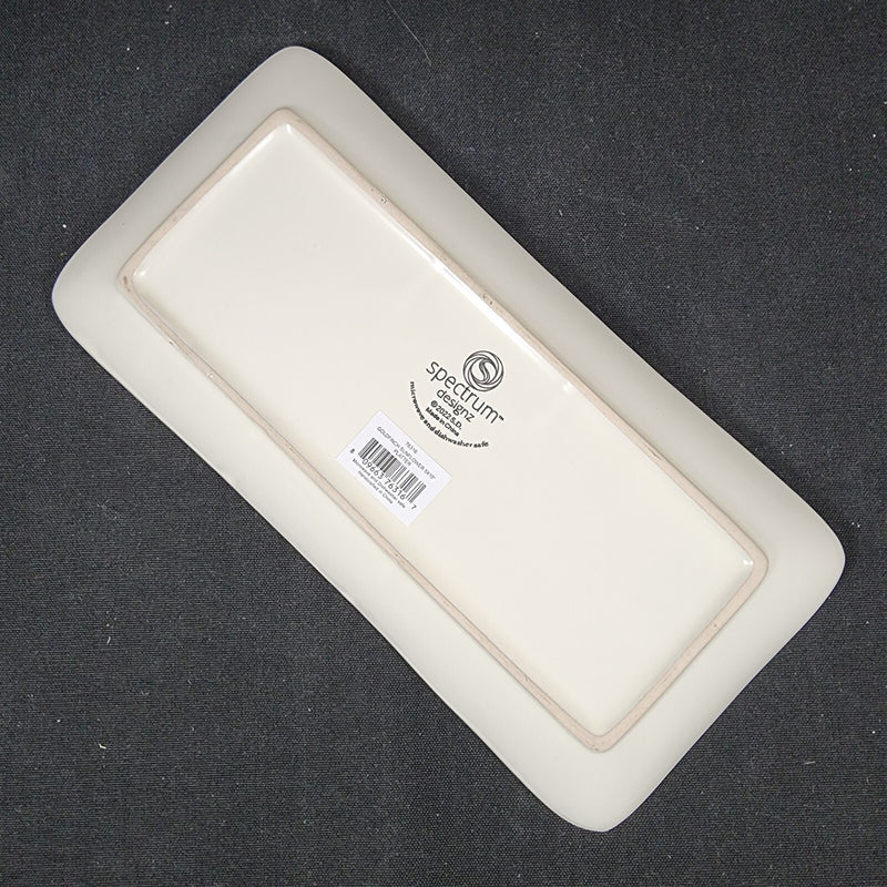 Load image into Gallery viewer, Goldfinch Sunflower Serving Plate 10" Platter Blue Sky Tray Ceramic Embossed
