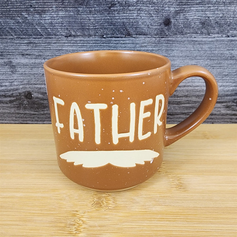 Load image into Gallery viewer, Dad Mug Mustache Ceramic Embossed Coffee Tea Cup Blue Sky Father's Day Brown
