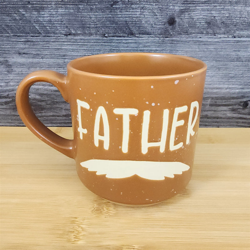 Load image into Gallery viewer, Dad Mug Mustache Ceramic Embossed Coffee Tea Cup Blue Sky Father's Day Brown
