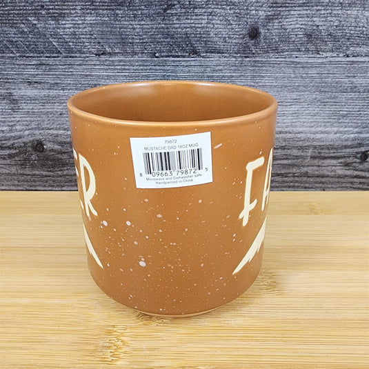 Dad Mug Mustache Ceramic Embossed Coffee Tea Cup Blue Sky Father's Day Brown