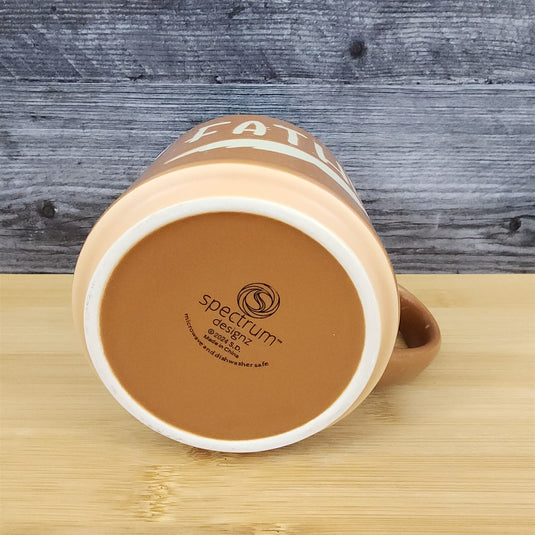Dad Mug Mustache Ceramic Embossed Coffee Tea Cup Blue Sky Father's Day Brown