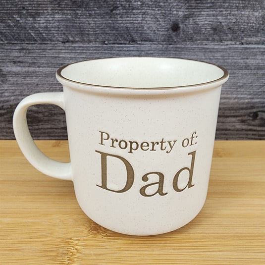 Dad Coffee Mug Ceramic Embossed Cup Blue Sky Father's Day Beige 21oz