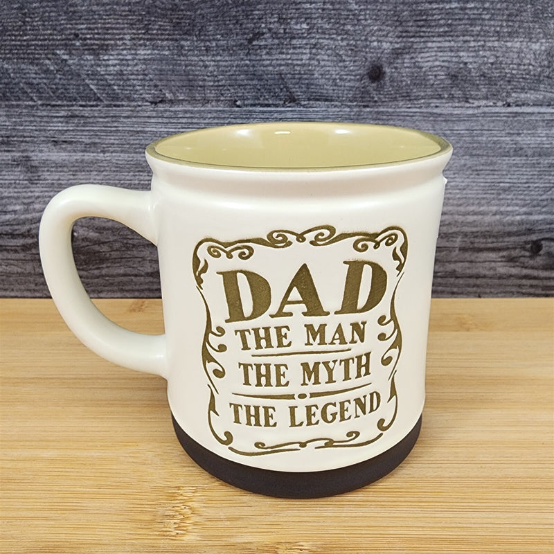 Load image into Gallery viewer, Dad Inspirational Mug Ceramic Embossed Coffee Cup Blue Sky Father&#39;s Day Beige
