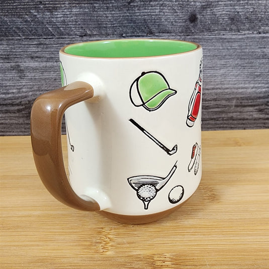 Dad Golf Coffee Mug Ceramic Embossed White Green Cup Blue Sky Father’s Day
