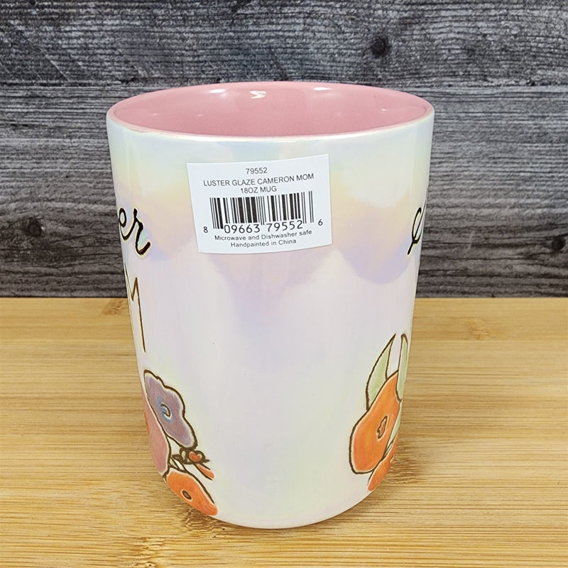 Load image into Gallery viewer, Super Mom Coffee Mug Ceramic Embossed White Floral Tea Cup Mother by Blue Sky
