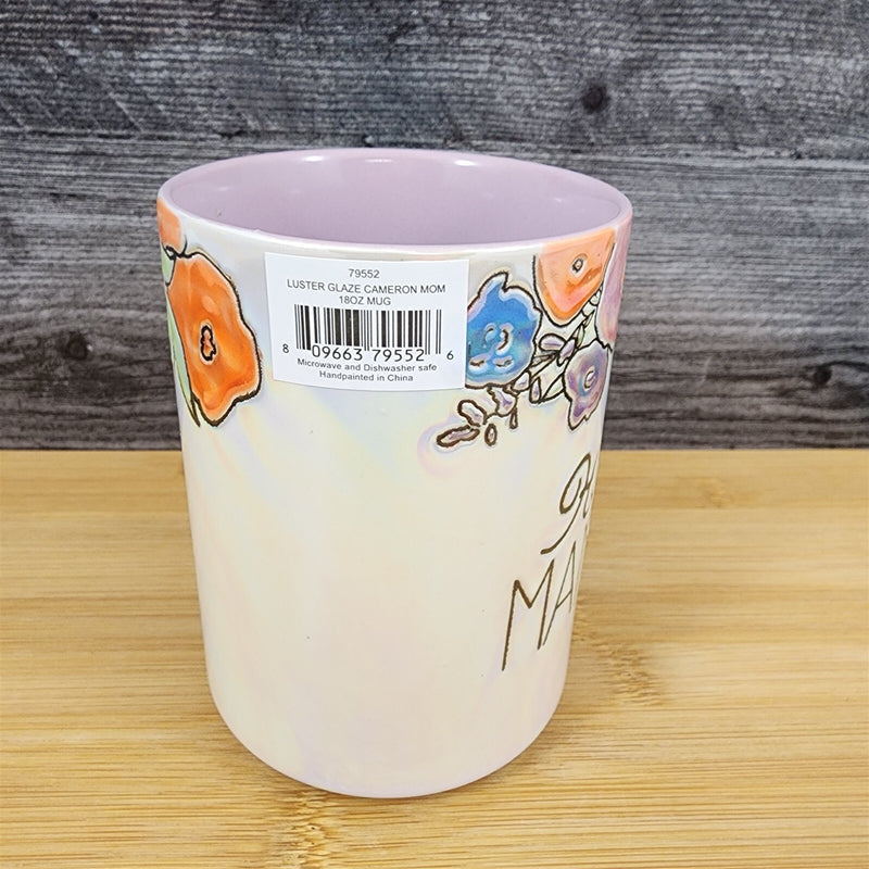 Load image into Gallery viewer, Hot Mama Coffee Mug Ceramic Embossed White Floral Tea Cup Mom by Blue Sky
