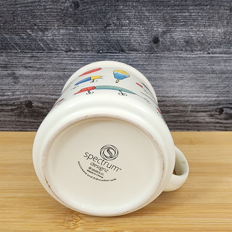 Load image into Gallery viewer, Gone Fishing Mug Ceramic Lure Tackle Theme Blue Sky Father Day Gift Coffee Cup

