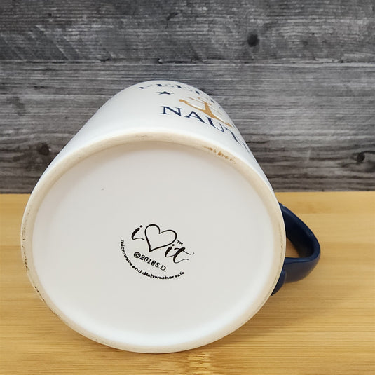 Feeling Nauti Nautical Coffee Mug 21oz (621ml) Embossed Blue Sky Ceramic Tea Cup