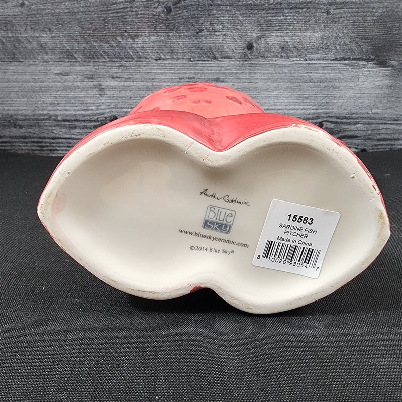 Load image into Gallery viewer, Sardine Fish Pitcher Coral Ceramic Embossed Water Jug by Blue Sky
