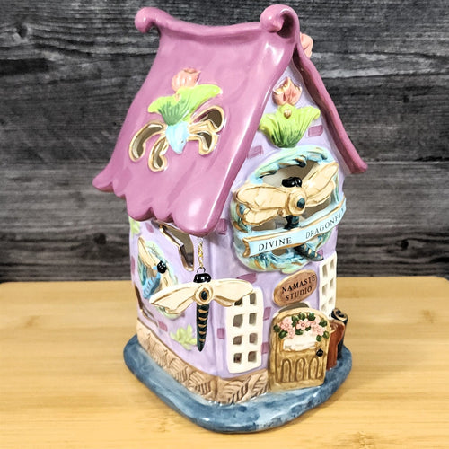 Devine Dragon Fly Candle House Tealight Holder Heather Goldminc Blue Sky Ceramic