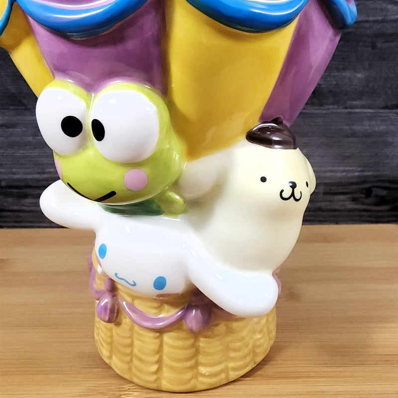 Load image into Gallery viewer, Hello Kitty &amp; Chocolate Hot Air Balloon Cookie Treat Jar Blue Sky Ceramic
