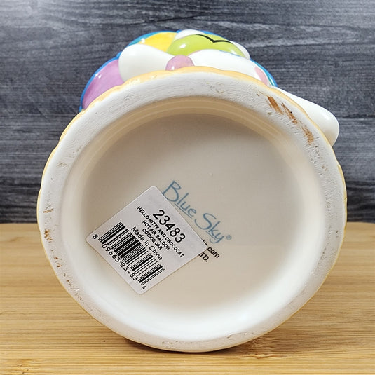 Hello Kitty & Chocolate Hot Air Balloon Cookie Treat Jar Blue Sky Ceramic