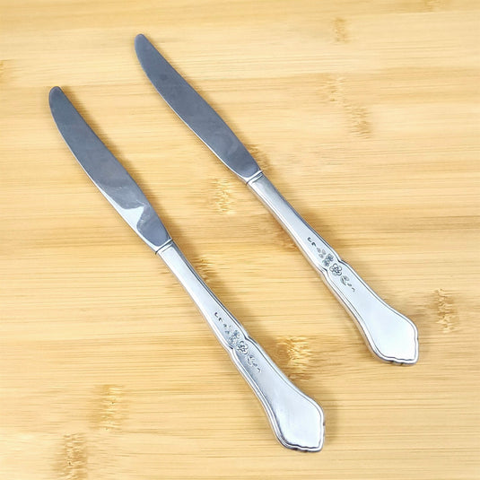 Ashmore Oneida Dinner Knife Hollow Handle Set of 2 Stainless Burnished Flatware