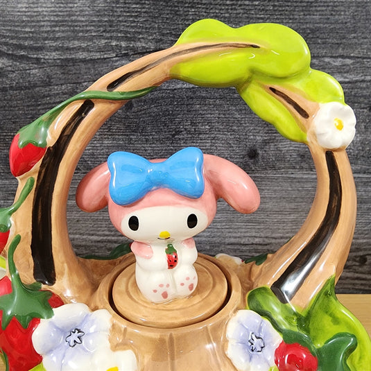 Hello Kitty & My Melody Strawberry Garden Teapot Ceramic Blue Sky Floral Tea Pot