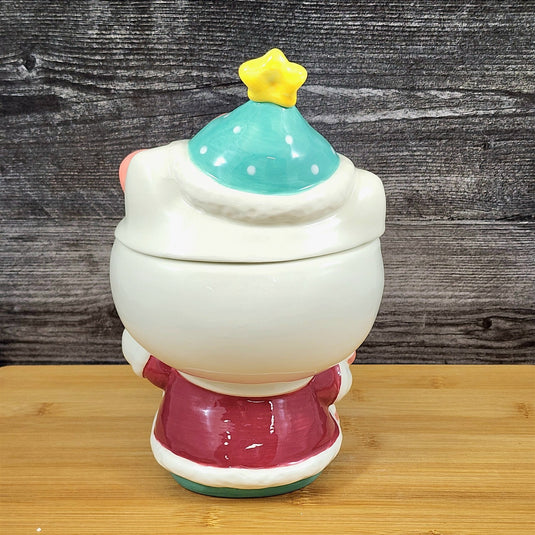 Hello Kitty Cookie Treat Snack Jar Candy Cane Christmas Classic Ceramic Blue Sky