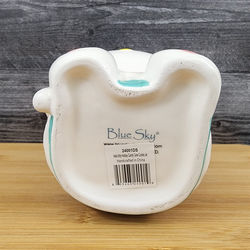 Load image into Gallery viewer, Hello Kitty Cookie Treat Snack Jar Candy Cane Christmas Classic Ceramic Blue Sky
