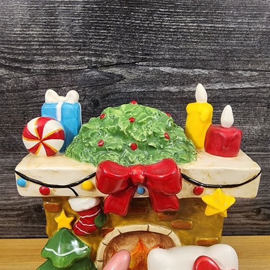 Hello Kitty My Melody Cozy Fireplace Christmas Figurine Ceramic Holiday Blue Sky