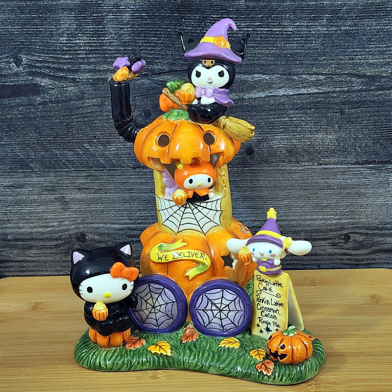 Load image into Gallery viewer, Hello Kitty Pumpkin Cafe Latte Candle Holder Tea Light Lite Ceramic Blue Sky
