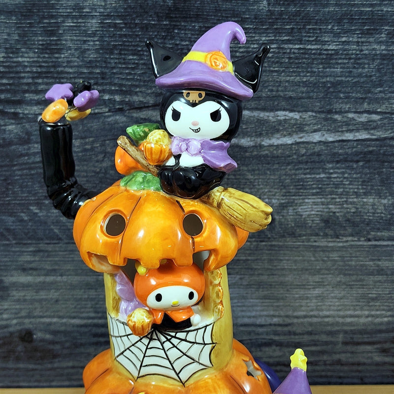 Load image into Gallery viewer, Hello Kitty Pumpkin Cafe Latte Candle Holder Tea Light Lite Ceramic Blue Sky
