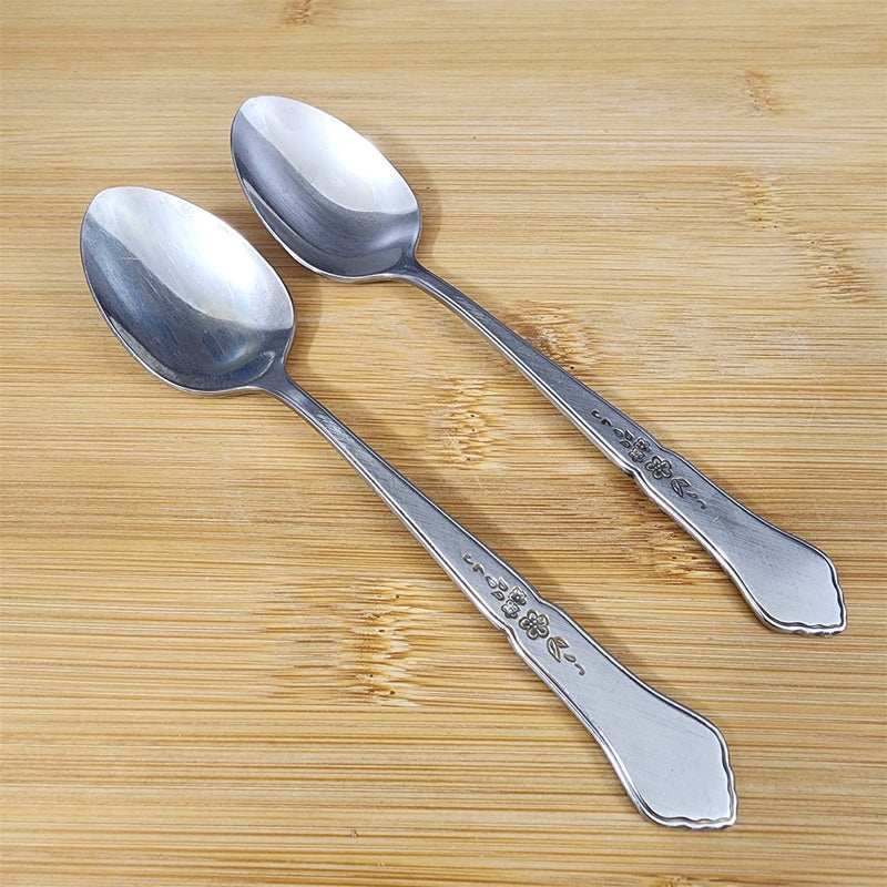 Load image into Gallery viewer, Ashmore Oneida Dinner Teaspoon Set of 2 Stainless Burnished Handle Flatware
