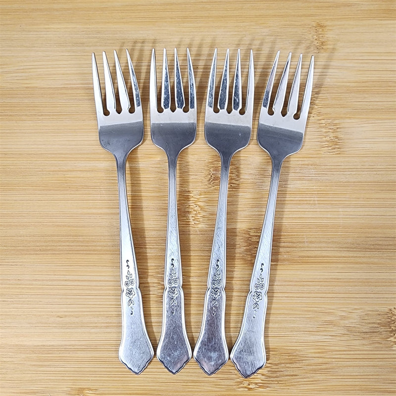 Load image into Gallery viewer, Ashmore Oneida Salad Fork Set of 4 Stainless Burnished Handle Flatware
