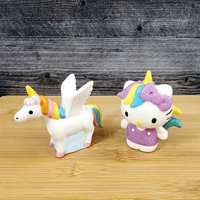 Hello Kitty Unicorn Rainbows Salt Pepper Set Collectible Ceramic by Blue Sky