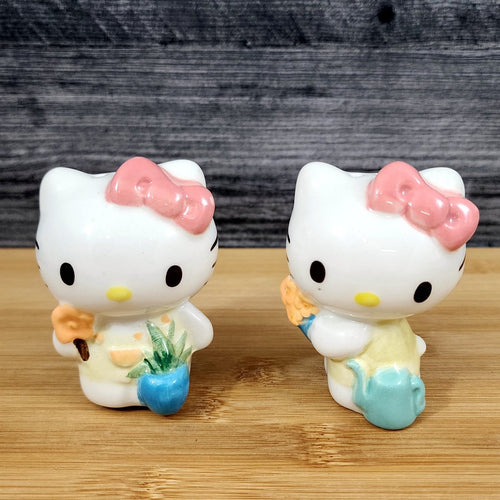 Hello Kitty Flower Gardening Salt Pepper Set Collectible Ceramic by Blue Sky
