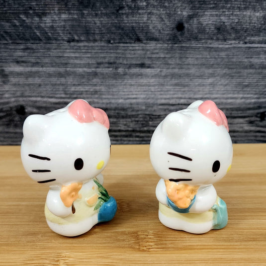 Hello Kitty Flower Gardening Salt Pepper Set Collectible Ceramic by Blue Sky