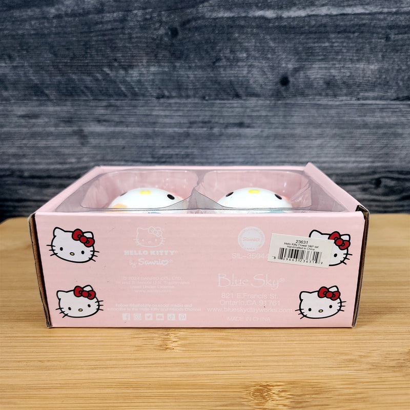 Load image into Gallery viewer, Hello Kitty Flower Gardening Salt Pepper Set Collectible Ceramic by Blue Sky
