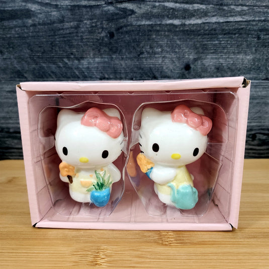 Hello Kitty Flower Gardening Salt Pepper Set Collectible Ceramic by Blue Sky