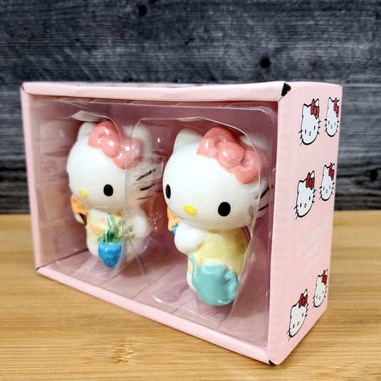 Hello Kitty Flower Gardening Salt Pepper Set Collectible Ceramic by Blue Sky