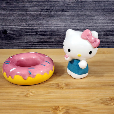 Hello Kitty Donut Tasting Salt Pepper Set Collectible Ceramic by Blue Sky