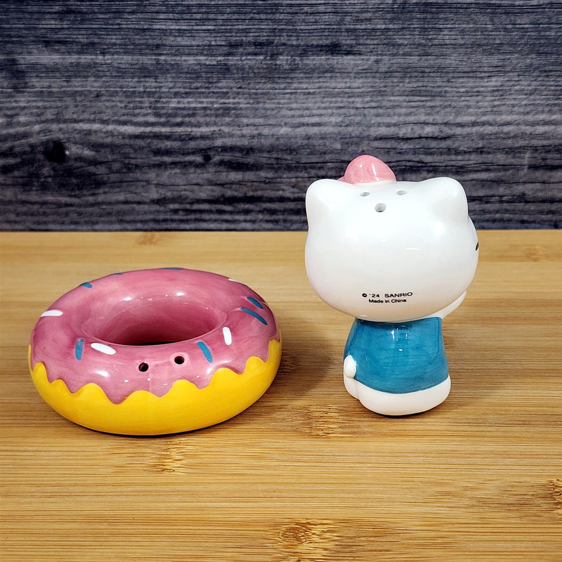Load image into Gallery viewer, Hello Kitty Donut Tasting Salt Pepper Set Collectible Ceramic by Blue Sky
