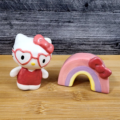 Hello Kitty Salt Pepper Set Happy Rainbow Ceramic Blue Sky