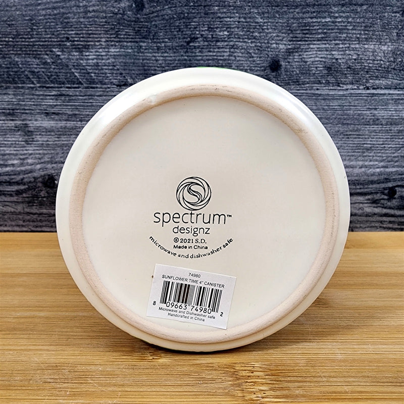 Load image into Gallery viewer, Sunflowers Canister &amp; Wood Lid Embossed 4" Ceramic White Jar Floral Blue Sky
