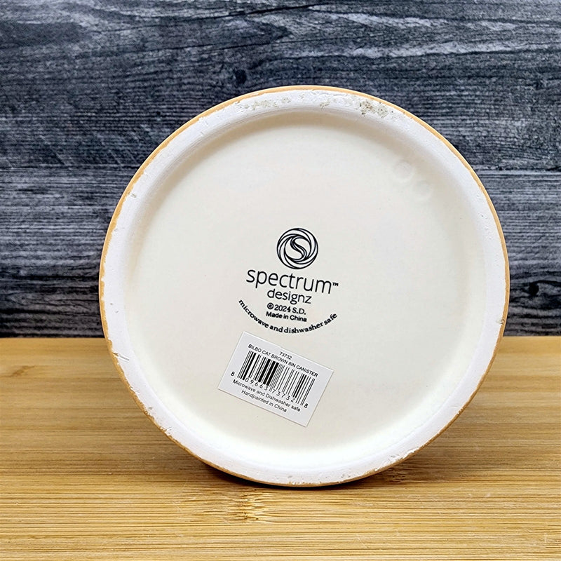 Load image into Gallery viewer, Orange Tabby Cat Canister &amp; Lid 8" Ceramic Brown Treat Jar whimsical Blue Sky
