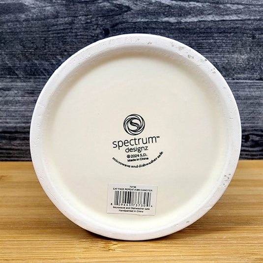 Cat Face Repeat Canister & Lid 8" Ceramic Pink and White Jar Whimsical Blue Sky