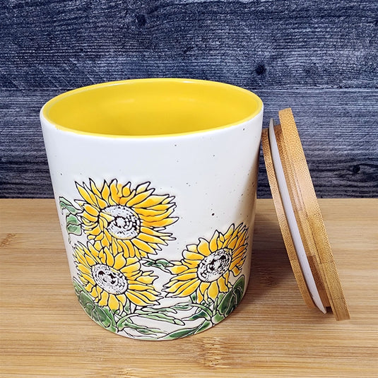 Sunflowers Canister & Lid Embossed 5