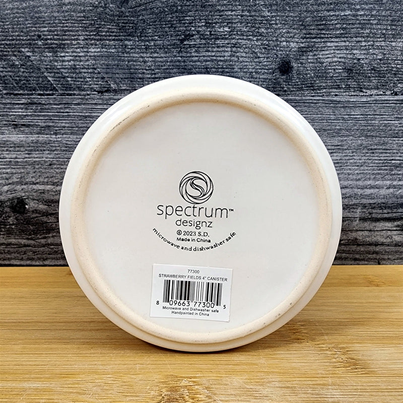 Load image into Gallery viewer, Botanical Strawberry Fields Canister &amp; Lid 4 " Ceramic White Jar Floral Blue Sky
