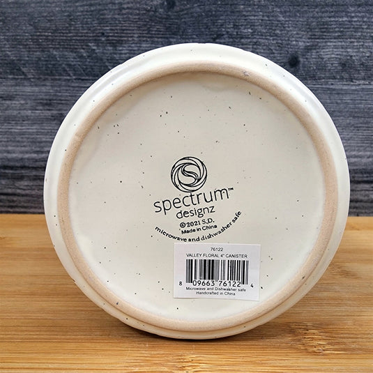 Botanical Canister & Lid Embossed 4" Ceramic White Jar Floral Summer Blue Sky