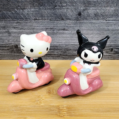 Hello Kitty And Kuromi Scooter Salt Pepper Set Collectible Ceramic by Blue Sky