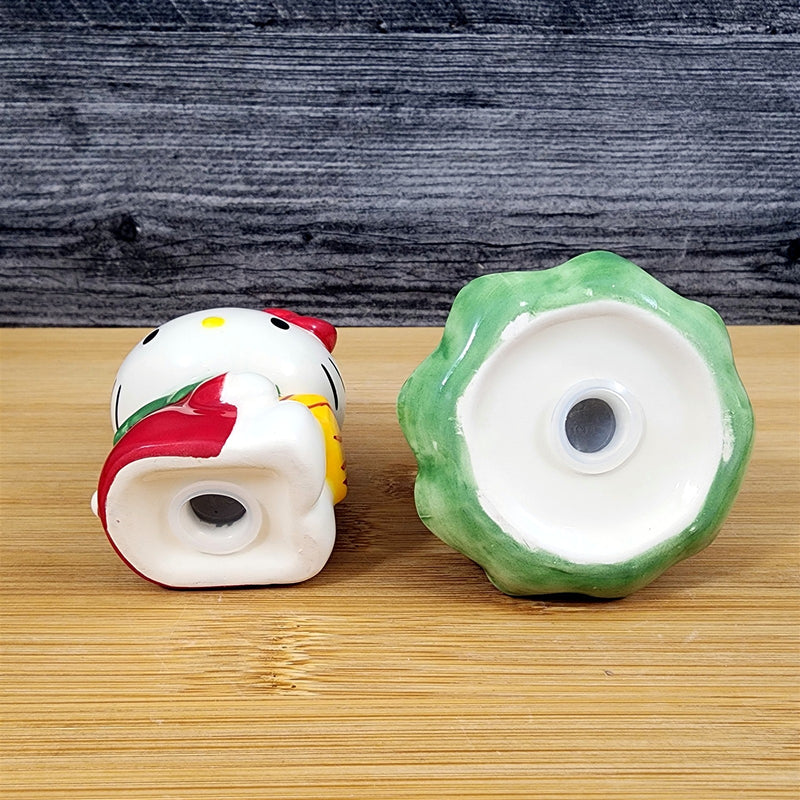 Load image into Gallery viewer, Hello Kitty Christmas Tree Salt Pepper Set Collectible Ceramic by Blue Sky
