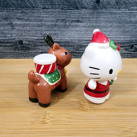 Hello Kitty Salt Pepper Set Christmas Reindeer Collectible Ceramic Blue Sky