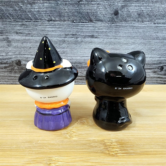 Hello Kitty Halloween Trick Treat Witch Costume Salt Pepper Set Ceramic Blue Sky
