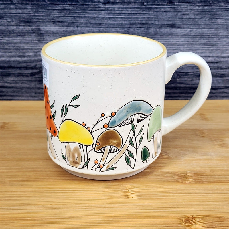 Load image into Gallery viewer, Mushroom Coffee Mug Morel Red Yellow Botanical Ceramic Tea Cup Blue Sky 18oz
