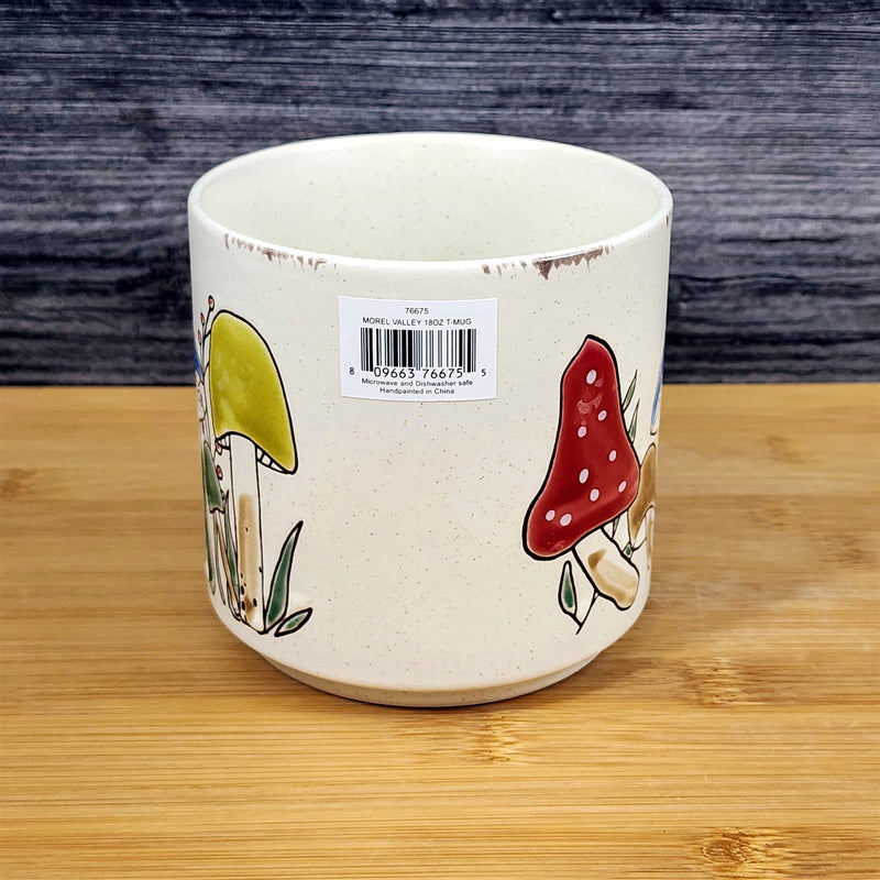 Load image into Gallery viewer, Mushroom Botanical Morel Coffee Mug Red Yellow Ceramic 18oz Tea Cup Blue Sky
