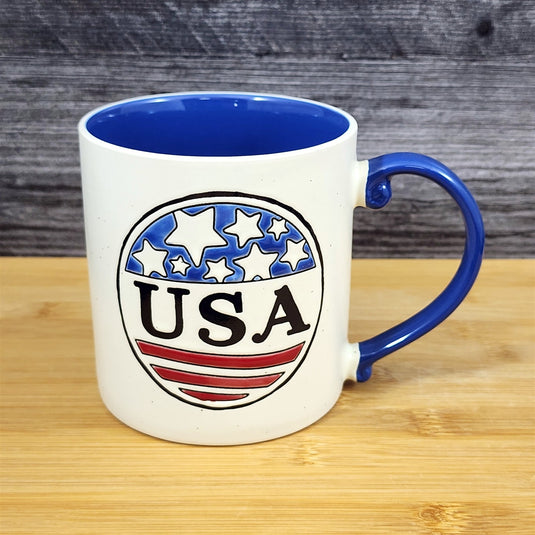 Red White Blue America Mug USA Ceramic Coffee Cup Blue Sky 21oz Patriot